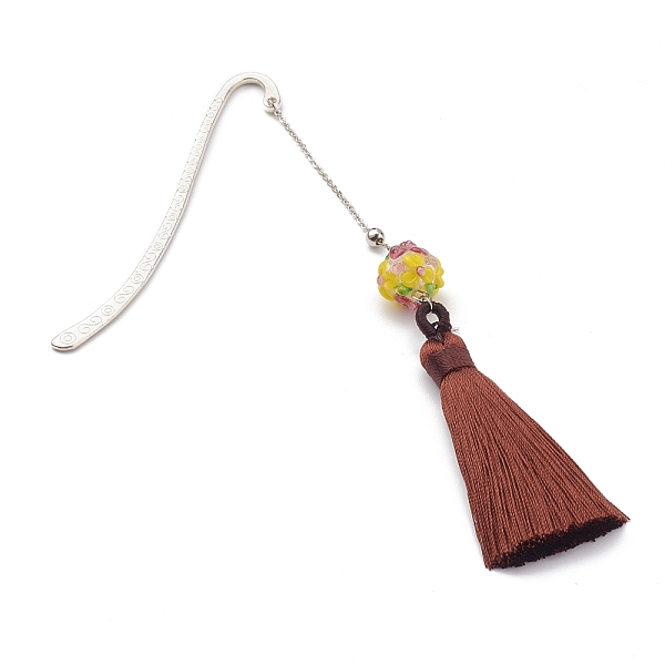 PandaHall Metal Bookmark Gift with Polyester Tassel Big Pendant Decorations, Handmade Bumpy Lampwork & Brass Beads, for Book Lovers, Writers..., Brown
PandaHall Metal Bookmark Gift with Polyester Tassel Big Pendant Decorations, Handmade Bumpy Lampwork & Brass Beads, for Book Lovers, Writers..., Brown