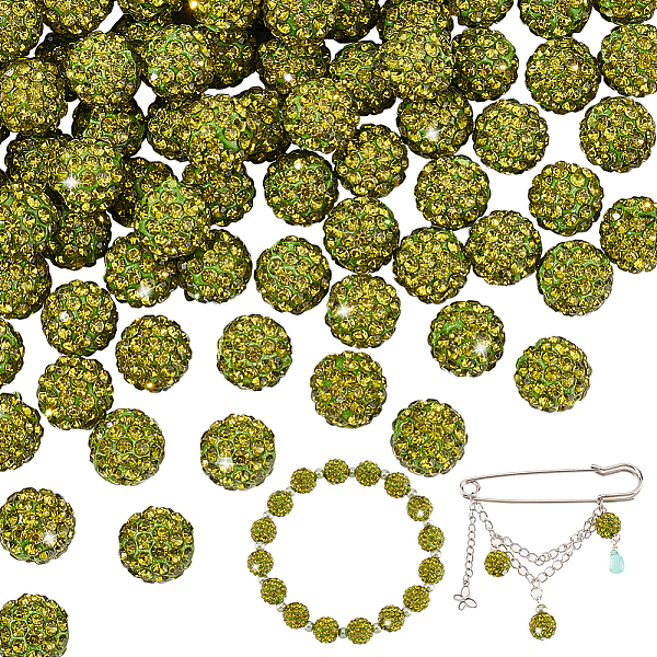 PandaHall 100Pcs Pave Disco Ball Beads, Polymer Clay Rhinestone Beads, Round, Olivine, PP13(1.9~2mm), 6 Rows Rhinestone, 10mm, Hole: 1.5mm..., Green
PandaHall 100Pcs Pave Disco Ball Beads, Polymer Clay Rhinestone Beads, Round, Olivine, PP13(1.9~2mm), 6 Rows Rhinestone, 10mm, Hole: 1.5mm..., Green