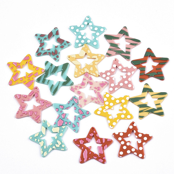 PandaHall Opaque Printed Acrylic Pendants, Star, Mixed Color, 37x39x2~3mm, Hole: 1.5mm Acrylic Star Multicolor
PandaHall Opaque Printed Acrylic Pendants, Star, Mixed Color, 37x39x2~3mm, Hole: 1.5mm Acrylic Star Multicolor