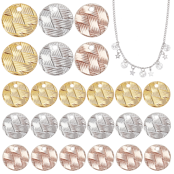 PandaHall 120Pcs 3 Colors Brass Charms, Flat Round with Weaving Grain, Mixed Color, 10x0.5mm, Hole: 1.2mm, 40pcs/color Brass Flat Round
PandaHall 120Pcs 3 Colors Brass Charms, Flat Round with Weaving Grain, Mixed Color, 10x0.5mm, Hole: 1.2mm, 40pcs/color Brass Flat Round