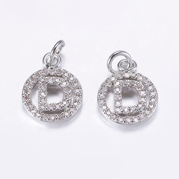 PandaHall Brass Micro Pave Cubic Zirconia Pendants, Cadmium Free & Lead Free, Flat Round, Letter.D, Platinum, 16x10x2~2.5mm, Hole: 2.5~3mm...
PandaHall Brass Micro Pave Cubic Zirconia Pendants, Cadmium Free & Lead Free, Flat Round, Letter.D, Platinum, 16x10x2~2.5mm, Hole: 2.5~3mm...