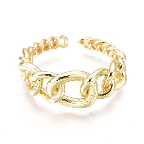 PandaHall Adjustable Brass Cuff Rings, Open Rings, Long-Lasting Plated, Curb Chain, Real 18K Gold Plated, Size 8, 18mm Brass
PandaHall Adjustable Brass Cuff Rings, Open Rings, Long-Lasting Plated, Curb Chain, Real 18K Gold Plated, Size 8, 18mm Brass