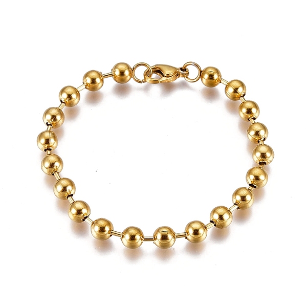 PandaHall 304 Stainless Steel Ball Chain Bracelets, Tag Chain, with Lobster Claw Clasp, Golden, 19cm(7-1/2 inch) 304 Stainless Steel
PandaHall 304 Stainless Steel Ball Chain Bracelets, Tag Chain, with Lobster Claw Clasp, Golden, 19cm(7-1/2 inch) 304 Stainless Steel