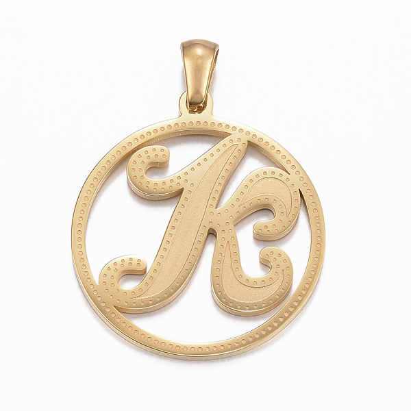 PandaHall Ion Plating(IP) 304 Stainless Steel Pendants, Flat Round with Letter.K, Golden, 28x25x1.2mm, Hole: 6x3mm 304 Stainless Steel...
PandaHall Ion Plating(IP) 304 Stainless Steel Pendants, Flat Round with Letter.K, Golden, 28x25x1.2mm, Hole: 6x3mm 304 Stainless Steel...