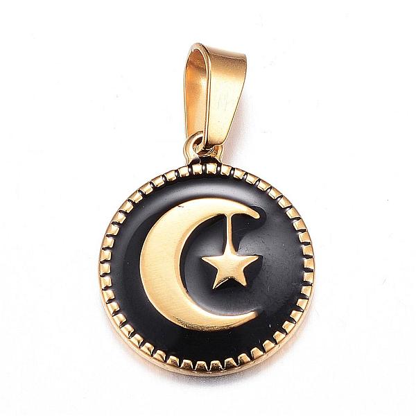 PandaHall 304 Stainless Steel Enamel Pendants, Flat Round with Moon and Star, Golden, Black, 19x16x2mm, Hole: 4x6mm Stainless Steel+Enamel...
PandaHall 304 Stainless Steel Enamel Pendants, Flat Round with Moon and Star, Golden, Black, 19x16x2mm, Hole: 4x6mm Stainless Steel+Enamel...