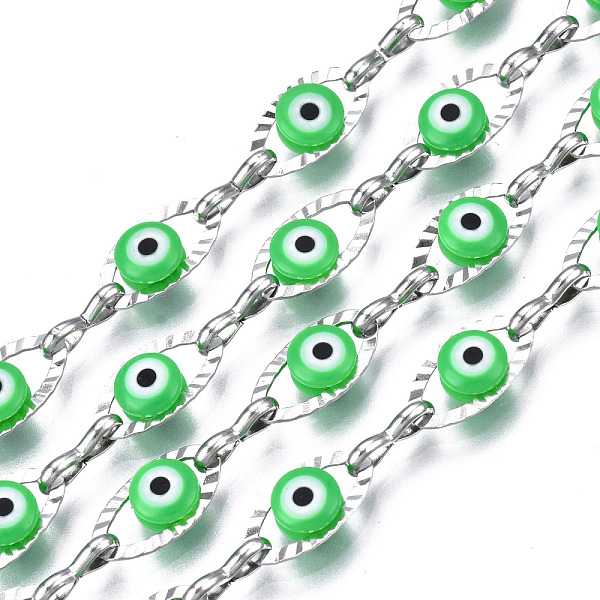PandaHall 304 Stainless Steel Textured Oval Cable Chains, with Enamel Evil Eye Beads, with Spool, Unwelded, Stainless Steel Color, Spring...
PandaHall 304 Stainless Steel Textured Oval Cable Chains, with Enamel Evil Eye Beads, with Spool, Unwelded, Stainless Steel Color, Spring...