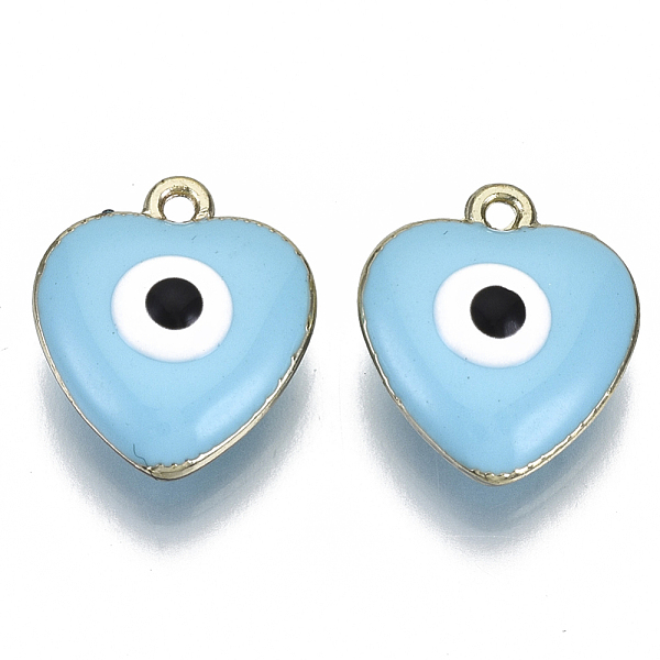 PandaHall Alloy Enamel Pendants, Cadmium Free & Lead Free, Enamelled Sequins, Heart with Evil Eye, Light Gold, Sky Blue, 16x14x6~7mm, Hole...
PandaHall Alloy Enamel Pendants, Cadmium Free & Lead Free, Enamelled Sequins, Heart with Evil Eye, Light Gold, Sky Blue, 16x14x6~7mm, Hole...