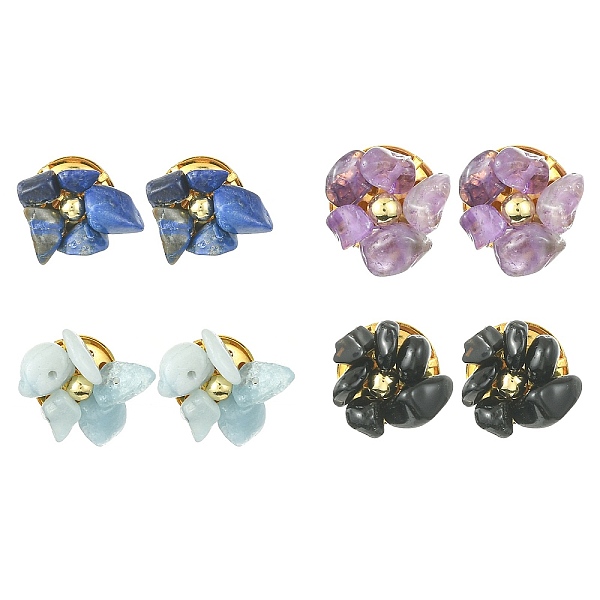 PandaHall Natural Mixed Gemstone Chips Beaded Flower Stud Earrings, Golden Brass Jewelry, 14~19x13~17mm Mixed Stone Flower
PandaHall Natural Mixed Gemstone Chips Beaded Flower Stud Earrings, Golden Brass Jewelry, 14~19x13~17mm Mixed Stone Flower