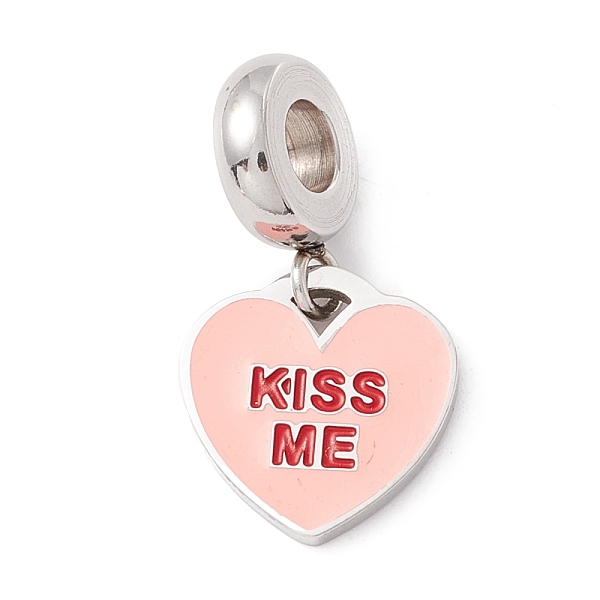PandaHall 304 Stainless Steel European Dangle Charms, Large Hole Pendants, with Enamel, Heart & Word Kiss Me, Stainless Steel Color, 21mm..., Pink
PandaHall 304 Stainless Steel European Dangle Charms, Large Hole Pendants, with Enamel, Heart & Word Kiss Me, Stainless Steel Color, 21mm..., Pink