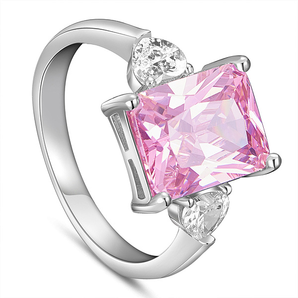 PandaHall SHEGRACE Rhodium Plated 925 Sterling Silver Rings, with Grade AAA Cubic Zirconia, Rectangle and Heart, Platinum, Size 10, 20mm..., Pink
PandaHall SHEGRACE Rhodium Plated 925 Sterling Silver Rings, with Grade AAA Cubic Zirconia, Rectangle and Heart, Platinum, Size 10, 20mm..., Pink