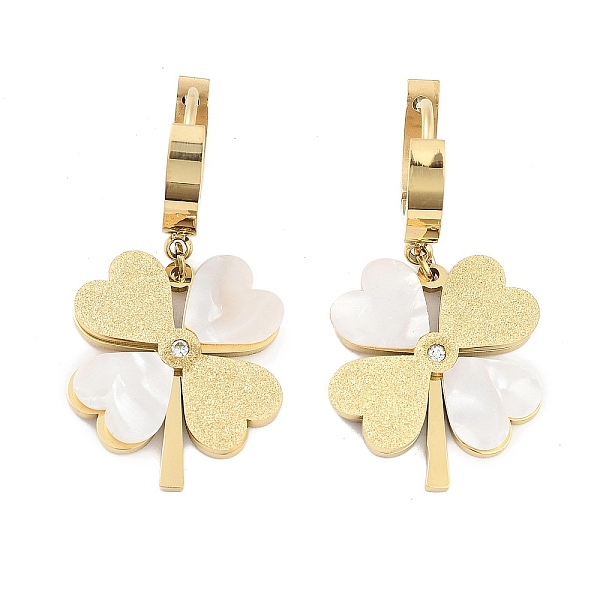PandaHall 304 Stainless Steel Shell Dangle Earrings, Texture Clover Rhinestone Hoop Earrings for Women, Real 18K Gold Plated, 36.5x18mm 304..., Clear
PandaHall 304 Stainless Steel Shell Dangle Earrings, Texture Clover Rhinestone Hoop Earrings for Women, Real 18K Gold Plated, 36.5x18mm 304..., Clear