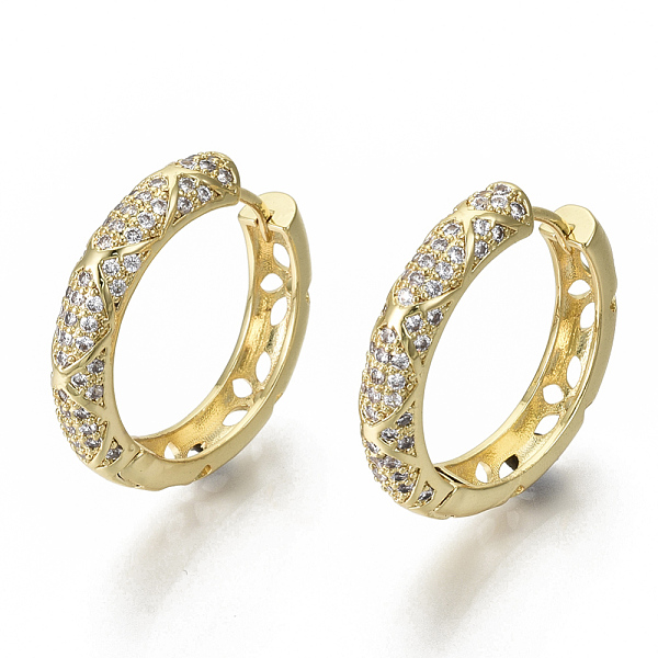 PandaHall Brass Micro Pave Clear Cubic Zirconia Huggie Hoop Earrings, Nickel Free, Ring with Flower, Real 18K Gold Plated, 30x5mm, Pin...
PandaHall Brass Micro Pave Clear Cubic Zirconia Huggie Hoop Earrings, Nickel Free, Ring with Flower, Real 18K Gold Plated, 30x5mm, Pin...