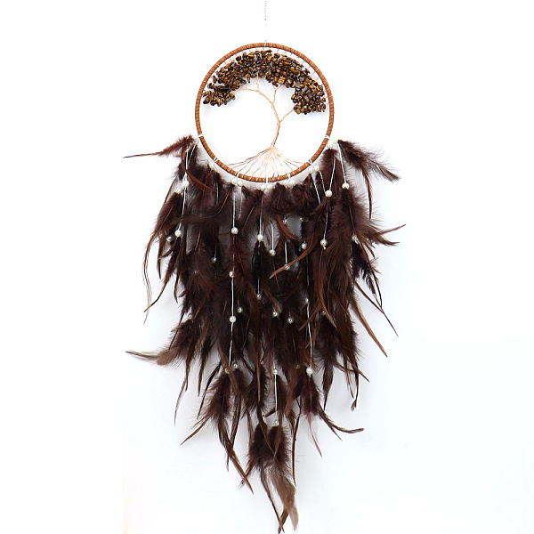 PandaHall Tree of Life Wrapped Natural Tiger Eye Chips Woven Web/Net with Feather Decorations, for Home Bedroom Hanging Decorations, Coconut...
PandaHall Tree of Life Wrapped Natural Tiger Eye Chips Woven Web/Net with Feather Decorations, for Home Bedroom Hanging Decorations, Coconut...