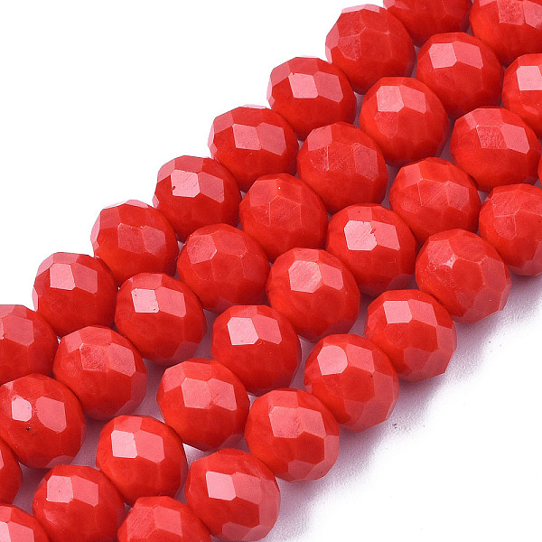 PandaHall Opaque Solid Color Glass Beads Strands, Faceted, Rondelle, Red, 8x6mm, Hole: 1mm, about 63~65pcs/strand, 39~40cm Glass Rondelle...
PandaHall Opaque Solid Color Glass Beads Strands, Faceted, Rondelle, Red, 8x6mm, Hole: 1mm, about 63~65pcs/strand, 39~40cm Glass Rondelle...