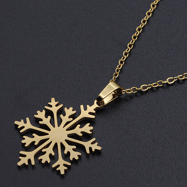 PandaHall 201 Stainless Steel Pendants Necklaces, with Cable Chains and Lobster Claw Clasps, Snowflake, Golden, 17.71 inch(45cm), 1.5mm 201...
PandaHall 201 Stainless Steel Pendants Necklaces, with Cable Chains and Lobster Claw Clasps, Snowflake, Golden, 17.71 inch(45cm), 1.5mm 201...