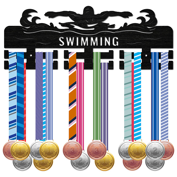 PandaHall Fashion Wood Medal Hanger Holder, 2 Line Display Wall Rack, with Screws & Anchor Plug, Sports, 150x400mm, Hole: 5mm Wood Sports..., Black
PandaHall Fashion Wood Medal Hanger Holder, 2 Line Display Wall Rack, with Screws & Anchor Plug, Sports, 150x400mm, Hole: 5mm Wood Sports..., Black