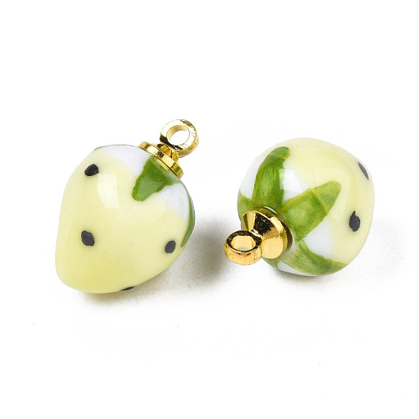 PandaHall Handmade Porcelain Pendants, with Golden Plated Brass Findings, Famille Rose Style, 3D Strawberry, Champagne Yellow, 14~16x10~11mm...
PandaHall Handmade Porcelain Pendants, with Golden Plated Brass Findings, Famille Rose Style, 3D Strawberry, Champagne Yellow, 14~16x10~11mm...