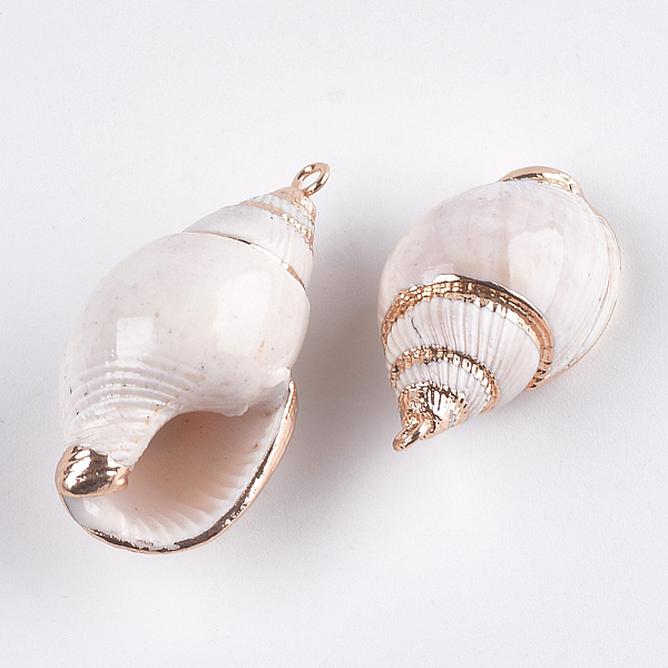 PandaHall Electroplate Spiral Shell Pendants, with Iron Findings, Light Gold, Seashell Color, 31~35x16~20x14~17mm, Hole: 1.5mm Spiral Shell...
PandaHall Electroplate Spiral Shell Pendants, with Iron Findings, Light Gold, Seashell Color, 31~35x16~20x14~17mm, Hole: 1.5mm Spiral Shell...