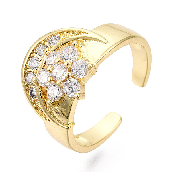PandaHall Cubic Zirconia Moon with Flower Open Cuff Ring, Real 18K Gold Plated Brass Jewelry for Women, Nickel Free, Clear, US Size 8...
PandaHall Cubic Zirconia Moon with Flower Open Cuff Ring, Real 18K Gold Plated Brass Jewelry for Women, Nickel Free, Clear, US Size 8...
