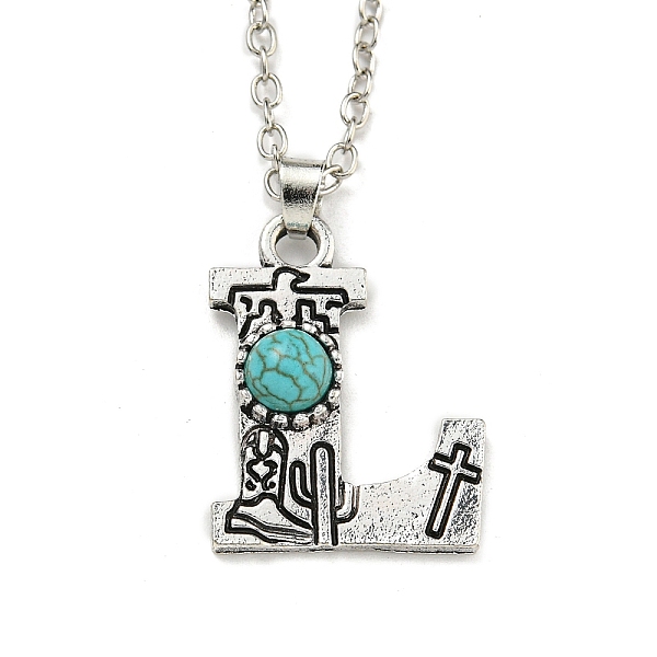 PandaHall Letter A~Z Antique Silver Plated Alloy with Synthetic Turquoise Pendant Necklaces, with Iron Cable Chains, Letter L, 18.70 inch...
PandaHall Letter A~Z Antique Silver Plated Alloy with Synthetic Turquoise Pendant Necklaces, with Iron Cable Chains, Letter L, 18.70 inch...