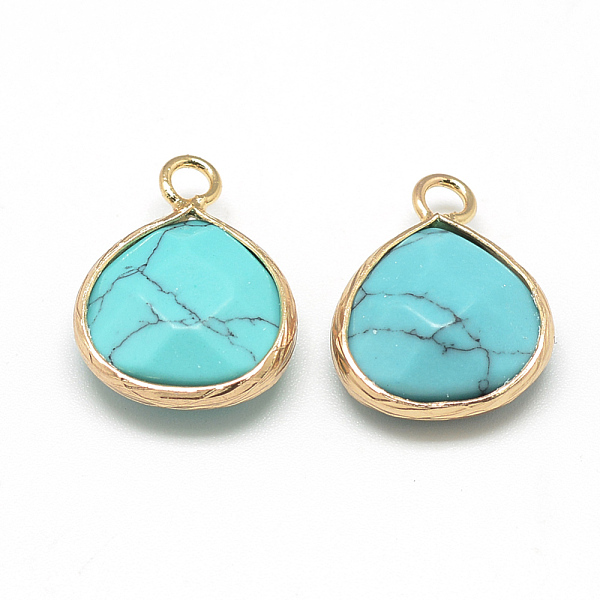 PandaHall Synthetic Turquoise Pendants, with Nickel Free Brass Findings, Faceted, Dyed, teardrop, Golden, Turquoise, 17.5x13.5x6.5mm, Hole..., Green
PandaHall Synthetic Turquoise Pendants, with Nickel Free Brass Findings, Faceted, Dyed, teardrop, Golden, Turquoise, 17.5x13.5x6.5mm, Hole..., Green