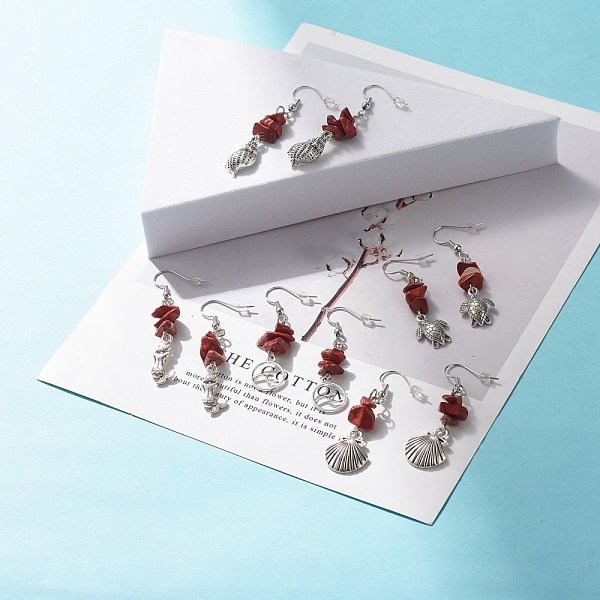 PandaHall Natural Red Jasper Chips Beaded Dangle Earrings, Brass Ocean Theme Long Drop Earrings for Women, Mixed Shape, Antique Silver...
PandaHall Natural Red Jasper Chips Beaded Dangle Earrings, Brass Ocean Theme Long Drop Earrings for Women, Mixed Shape, Antique Silver...