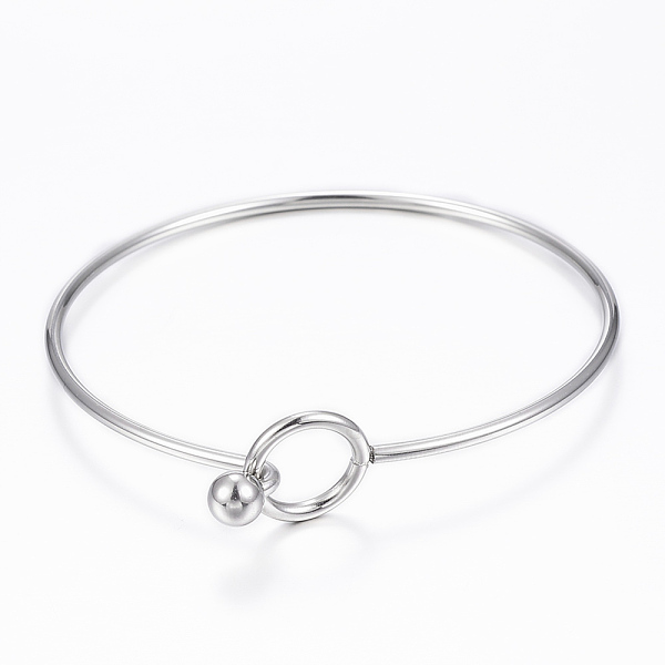 PandaHall 304 Stainless Steel Bangle, End with Immovable Round Beads, Stainless Steel Color, 2-3/8 inch(6~6.5cm) 304 Stainless Steel
PandaHall 304 Stainless Steel Bangle, End with Immovable Round Beads, Stainless Steel Color, 2-3/8 inch(6~6.5cm) 304 Stainless Steel