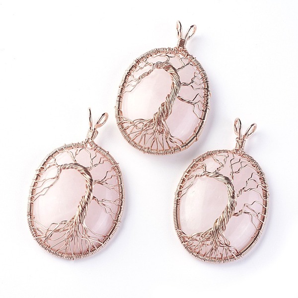 PandaHall Natural Rose Quartz Big Pendants, with Rose Gold Tone Brass Findings, Oval with Tree of Life, 56~58.5x35~36x12~13.8mm, Hole...
PandaHall Natural Rose Quartz Big Pendants, with Rose Gold Tone Brass Findings, Oval with Tree of Life, 56~58.5x35~36x12~13.8mm, Hole...