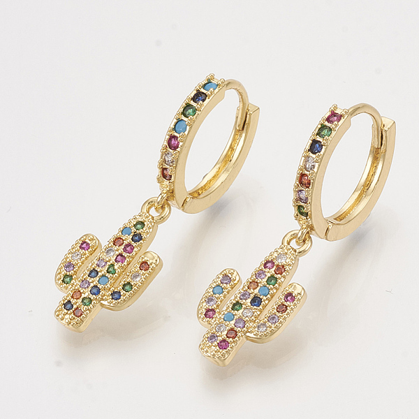 PandaHall Brass Cubic Zirconia Dangle Hoop Earrings, Cactus, Colorful, Golden, 32mm, Pin: 1mm Cubic Zirconia
PandaHall Brass Cubic Zirconia Dangle Hoop Earrings, Cactus, Colorful, Golden, 32mm, Pin: 1mm Cubic Zirconia