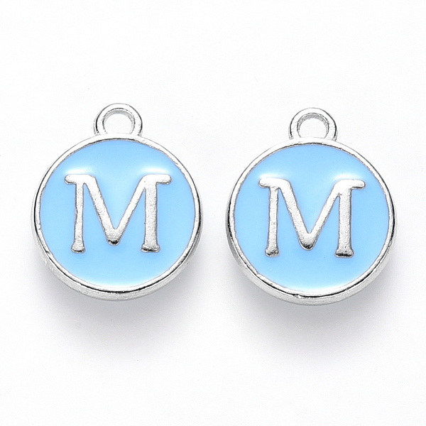 PandaHall Platinum Plated Alloy Enamel Charms, Cadmium Free & Lead Free, Enamelled Sequins, Flat Round with Letter, Sky Blue, Letter.M...
PandaHall Platinum Plated Alloy Enamel Charms, Cadmium Free & Lead Free, Enamelled Sequins, Flat Round with Letter, Sky Blue, Letter.M...