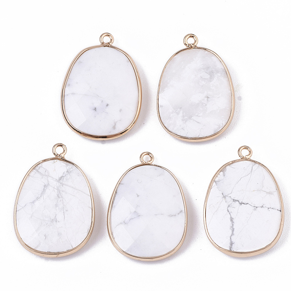 PandaHall Natural Howlite Pendants, with Golden Plated Edge Brass Findings, Nickel Free, Faceted, Oval, 25~26x17~18x5mm, Hole: 1.4mm Howlite...
PandaHall Natural Howlite Pendants, with Golden Plated Edge Brass Findings, Nickel Free, Faceted, Oval, 25~26x17~18x5mm, Hole: 1.4mm Howlite...