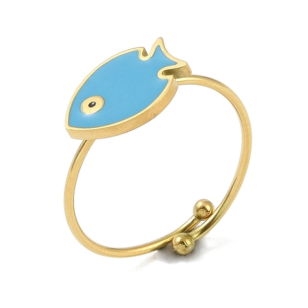 PandaHall Fish 304 Stainless Steel Enamel Ring, 316 Surgical Stainless Steel Open Cuff Ring for Women, Real 18K Gold Plated, Deep Sky Blue...
PandaHall Fish 304 Stainless Steel Enamel Ring, 316 Surgical Stainless Steel Open Cuff Ring for Women, Real 18K Gold Plated, Deep Sky Blue...