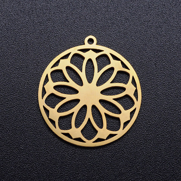 PandaHall 201 Stainless Steel Pendants, Ring with Flower, Golden, 21.5x20x1mm, Hole: 1.2mm 201 Stainless Steel Flower
PandaHall 201 Stainless Steel Pendants, Ring with Flower, Golden, 21.5x20x1mm, Hole: 1.2mm 201 Stainless Steel Flower