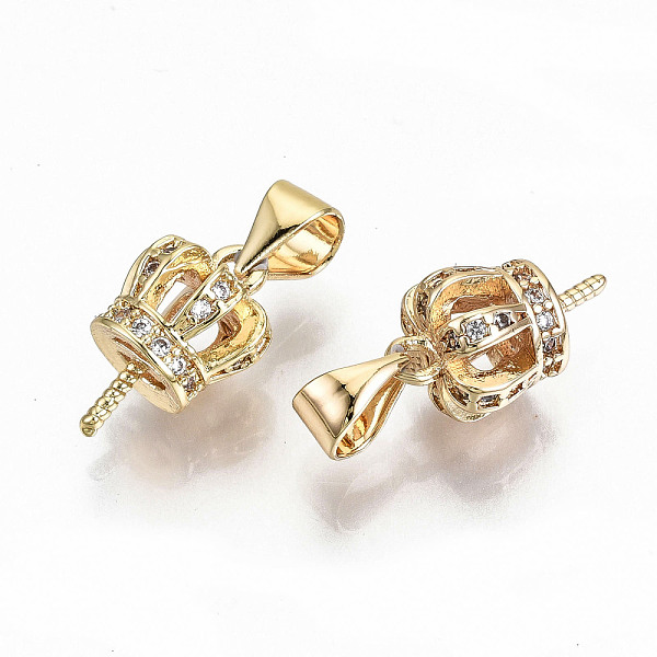 PandaHall Brass Micro Pave Clear Cubic Zirconia Peg Bails Pendants, with Brass Pinch Bail, for Half Drilled Bead, Nickel Free, Crown, Real...
PandaHall Brass Micro Pave Clear Cubic Zirconia Peg Bails Pendants, with Brass Pinch Bail, for Half Drilled Bead, Nickel Free, Crown, Real...