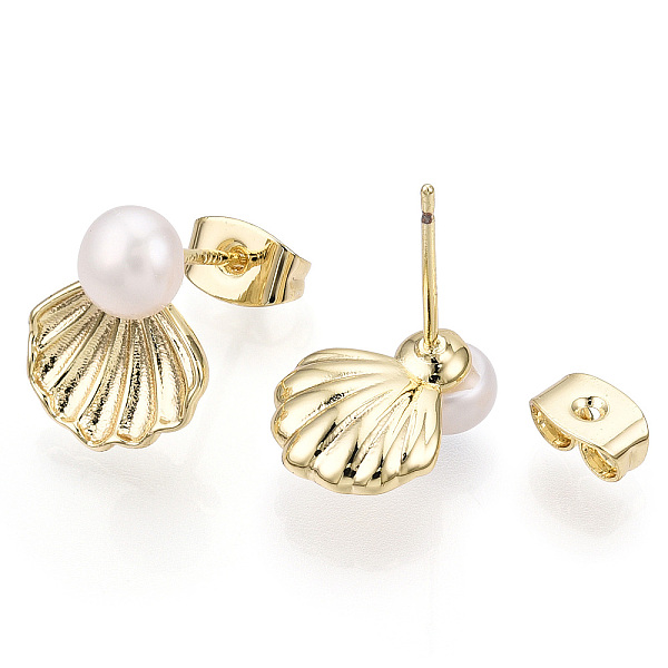 PandaHall Brass Shell Shape & Natural Pearl Stud Earrings, with 925 Sterling Silver Pins, Real 18K Gold Plated, 13x10.5mm, Pin: 0.8mm Pearl...
PandaHall Brass Shell Shape & Natural Pearl Stud Earrings, with 925 Sterling Silver Pins, Real 18K Gold Plated, 13x10.5mm, Pin: 0.8mm Pearl...