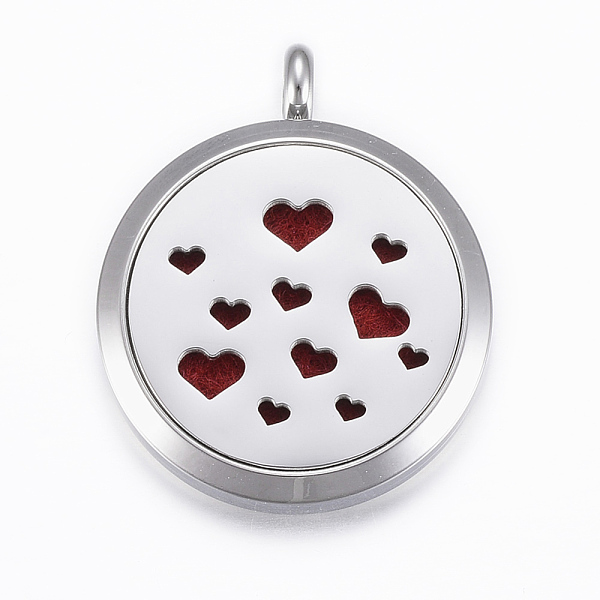 PandaHall 316 Surgical Stainless Steel Diffuser Locket Pendants, with Perfume Pad and Magnetic Clasps, Flat Round with Heart, Stainless..., Red
PandaHall 316 Surgical Stainless Steel Diffuser Locket Pendants, with Perfume Pad and Magnetic Clasps, Flat Round with Heart, Stainless..., Red