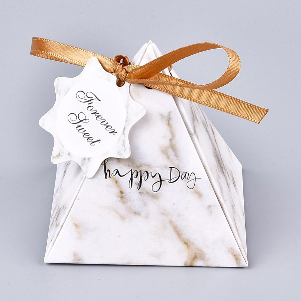 PandaHall Pyramid Shape Candy Packaging Box, Happy Day Wedding Party Gift Box, with Ribbon and Paper Card, Marble Vein Pattern, White...
PandaHall Pyramid Shape Candy Packaging Box, Happy Day Wedding Party Gift Box, with Ribbon and Paper Card, Marble Vein Pattern, White...