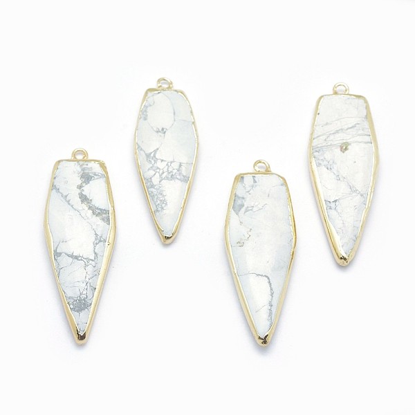 PandaHall Natural Howlite Pendants, with Brass Findings, teardrop, Golden, 46~53x15~18x5.5~7mm, Hole: 2mm Howlite Teardrop
PandaHall Natural Howlite Pendants, with Brass Findings, teardrop, Golden, 46~53x15~18x5.5~7mm, Hole: 2mm Howlite Teardrop