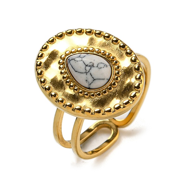 PandaHall Oval with Teardrop 304 Stainless Steel Open Cuff Rings, Synthetic Turquoise Finger Rings for Women Men, Real 18K Gold Plated, US...
PandaHall Oval with Teardrop 304 Stainless Steel Open Cuff Rings, Synthetic Turquoise Finger Rings for Women Men, Real 18K Gold Plated, US...