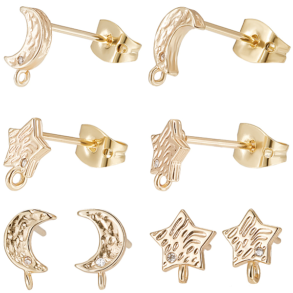 PandaHall Beebeecraft 6Pcs 2 Style Star & Moon Brass Cubic Zirconia Stud Earring Findings, with Vertical Loop, with 12Pcs Friction Ear Nuts...
PandaHall Beebeecraft 6Pcs 2 Style Star & Moon Brass Cubic Zirconia Stud Earring Findings, with Vertical Loop, with 12Pcs Friction Ear Nuts...