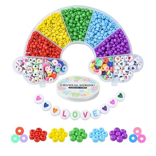 PandaHall Opaque Acrylic & Handmade Polymer Clay & Glass Seed Beads Set, Mixed Shapes, Mixed Color, 4~7x3.5mm, Hole: 0.5~1.5mm, 1123pcs/set..., Multicolor
PandaHall Opaque Acrylic & Handmade Polymer Clay & Glass Seed Beads Set, Mixed Shapes, Mixed Color, 4~7x3.5mm, Hole: 0.5~1.5mm, 1123pcs/set..., Multicolor