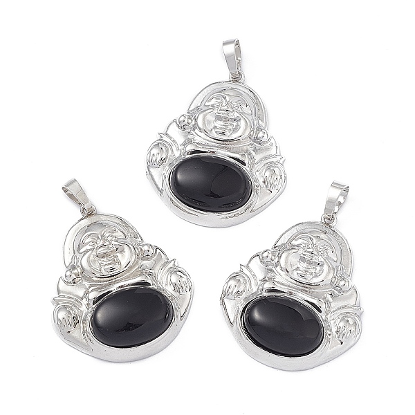 PandaHall Natural Obsidian Pendants, Buddha Charms, with Platinum Tone Rack Plating Brass Findings, Cadmium Free & Lead Free, 39x32x9.5mm...
PandaHall Natural Obsidian Pendants, Buddha Charms, with Platinum Tone Rack Plating Brass Findings, Cadmium Free & Lead Free, 39x32x9.5mm...