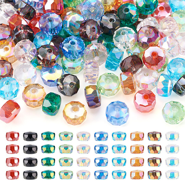 PandaHall 100Pcs 10 Colors Transparent Glass Beads Strands, Facted, AB Color Plated, Rondelle, Mixed Color, 7~7.5x4.5mm, Hole: 1.2mm..., Multicolor
PandaHall 100Pcs 10 Colors Transparent Glass Beads Strands, Facted, AB Color Plated, Rondelle, Mixed Color, 7~7.5x4.5mm, Hole: 1.2mm..., Multicolor