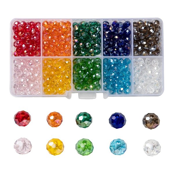 PandaHall 10 Colors Electroplate Glass Beads, AB Color Plated, Faceted, Rondelle, Mixed Color, 6x5mm, Hole: 1mm, 10 colors, 50pcs/color..., Multicolor
PandaHall 10 Colors Electroplate Glass Beads, AB Color Plated, Faceted, Rondelle, Mixed Color, 6x5mm, Hole: 1mm, 10 colors, 50pcs/color..., Multicolor