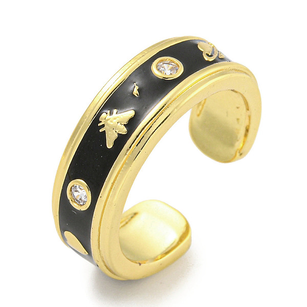PandaHall Moth Rack Plating Brass Enamel Open Ring, Cubic Zirconia Cuff Rings for Women, Cadmium Free & Lead Free, Long-Lasting Plated, Real..., Black
PandaHall Moth Rack Plating Brass Enamel Open Ring, Cubic Zirconia Cuff Rings for Women, Cadmium Free & Lead Free, Long-Lasting Plated, Real..., Black