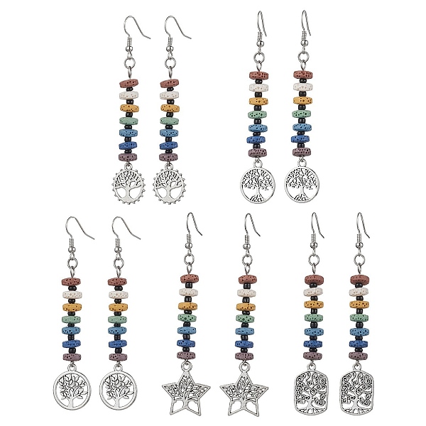 PandaHall Colorful Natural Dyed Lava Rock Disc Beaded Dangle Earrings, Alloy Long Drop Earrings, Mixed Shapes, 78~83x14~20.5mm Lava Rock...
PandaHall Colorful Natural Dyed Lava Rock Disc Beaded Dangle Earrings, Alloy Long Drop Earrings, Mixed Shapes, 78~83x14~20.5mm Lava Rock...