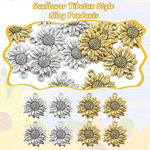 PandaHall 10PCS 2Colors Sunflower Tibetan Style Alloy Pendants, Mixed Color, 21.5x19x2.5mm, Hole: 1.8mm, 5pcs/color Alloy Flower
PandaHall 10PCS 2Colors Sunflower Tibetan Style Alloy Pendants, Mixed Color, 21.5x19x2.5mm, Hole: 1.8mm, 5pcs/color Alloy Flower