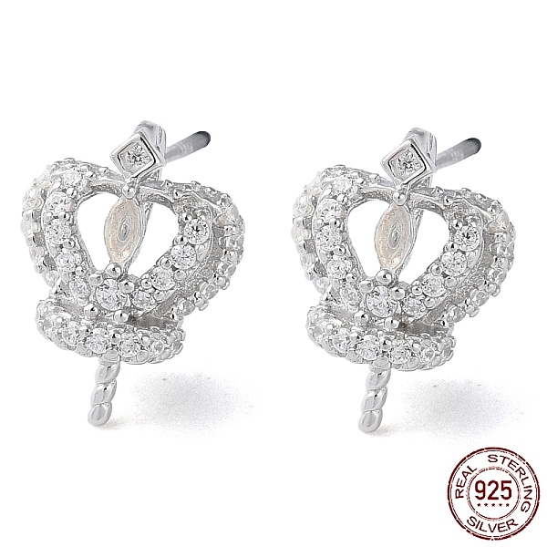 PandaHall Rhodium Plated 925 Sterling Silver Stud Earring Findings, with Clear Cubic Zirconia, Crown, for Half Drilled Beads, with S925...
PandaHall Rhodium Plated 925 Sterling Silver Stud Earring Findings, with Clear Cubic Zirconia, Crown, for Half Drilled Beads, with S925...