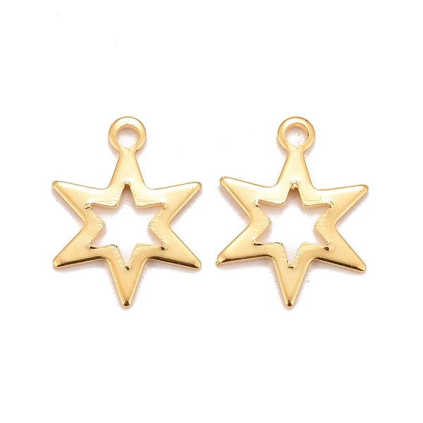 PandaHall 201 Stainless Steel Charms, Hexagram, Real 24k Gold Plated, 14.5x11x0.9mm, Hole: 1.4mm 201 Stainless Steel Star
PandaHall 201 Stainless Steel Charms, Hexagram, Real 24k Gold Plated, 14.5x11x0.9mm, Hole: 1.4mm 201 Stainless Steel Star