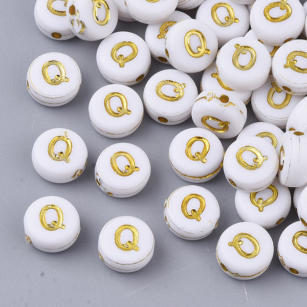 PandaHall Plating Acrylic Beads, Golden Metal Enlaced, Horizontal Hole, Flat Round with Alphabet, White, Letter.Q, 7x3.5mm, Hole: 1.2mm...
PandaHall Plating Acrylic Beads, Golden Metal Enlaced, Horizontal Hole, Flat Round with Alphabet, White, Letter.Q, 7x3.5mm, Hole: 1.2mm...